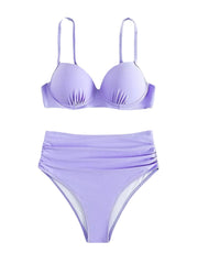 Damen Hochgeschnittener Bikini mit gepolstertem Oberteil und verstellbaren Trägern Heidi-Mode