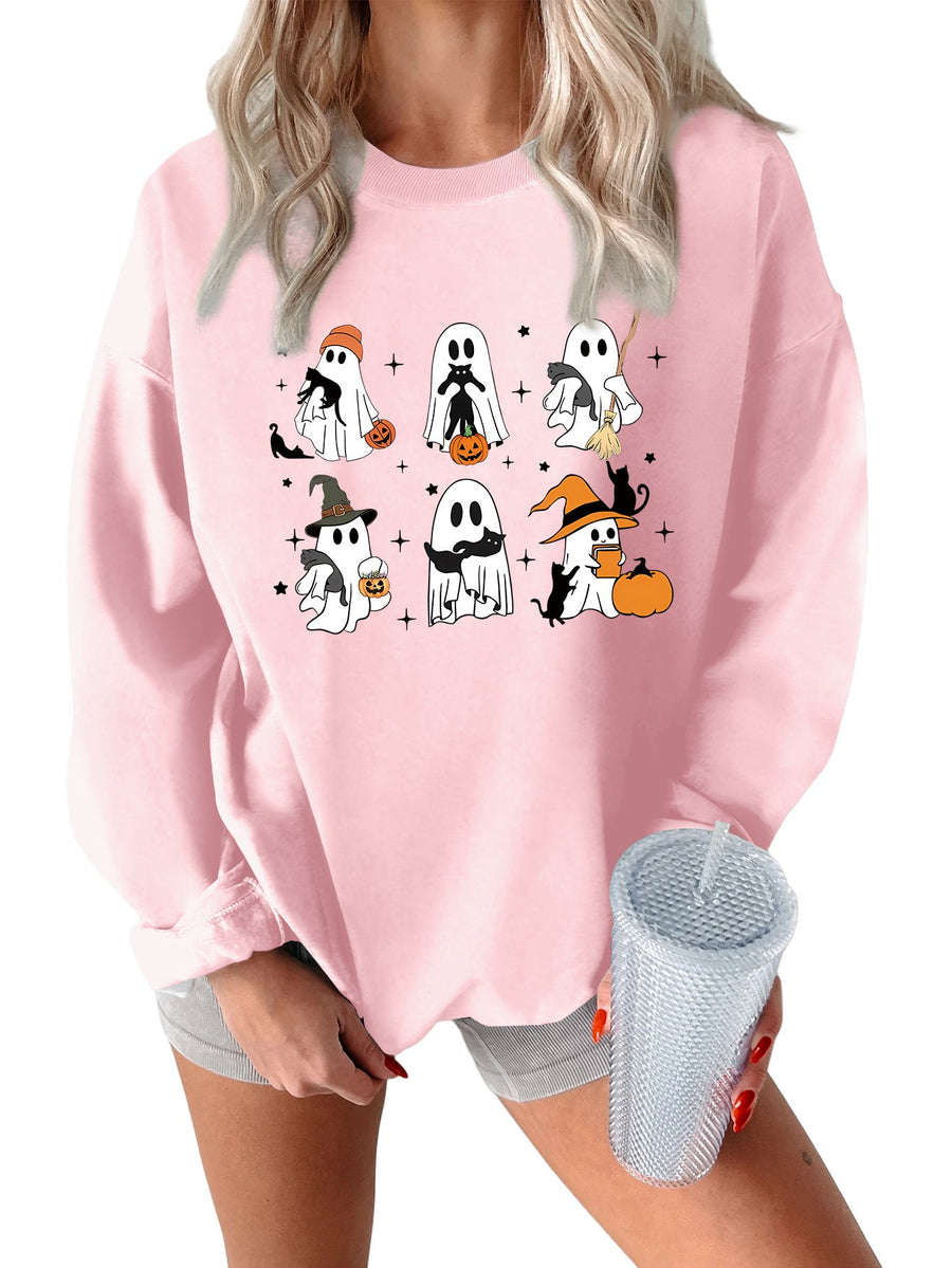 Damen Sweatshirt mit kreativem Gruselmotiv