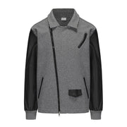 Herren Bikerjacke mit zwei Materialien und praktischen Taschen Aliams