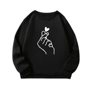 Damen Sweatshirt mit kreativem Handzeichen-Motiv und weichem Innenfutter