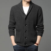 Herren Strickjacke mit hoch geschlossenem Kragen und praktischen Taschen Aliams