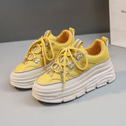 Damen Sportliche Chunky Sneakers mit Glitzer-Applikationen