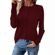 Damen lässiges Longsleeve-Oberteil mit strukturiertem Design und raffinierten Nähten