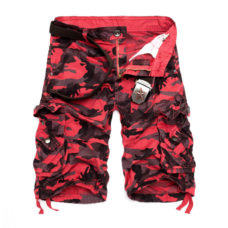 Herren Camo Cargo-Shorts mit mehreren Taschen und verstellbarem Bund Heidi-Mode