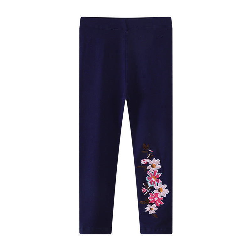 Mädchen Leggings mit floralem Stickdesign Drune