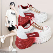 Damen Sportliche Glitter Sneakers mit trendiger Plateausohle