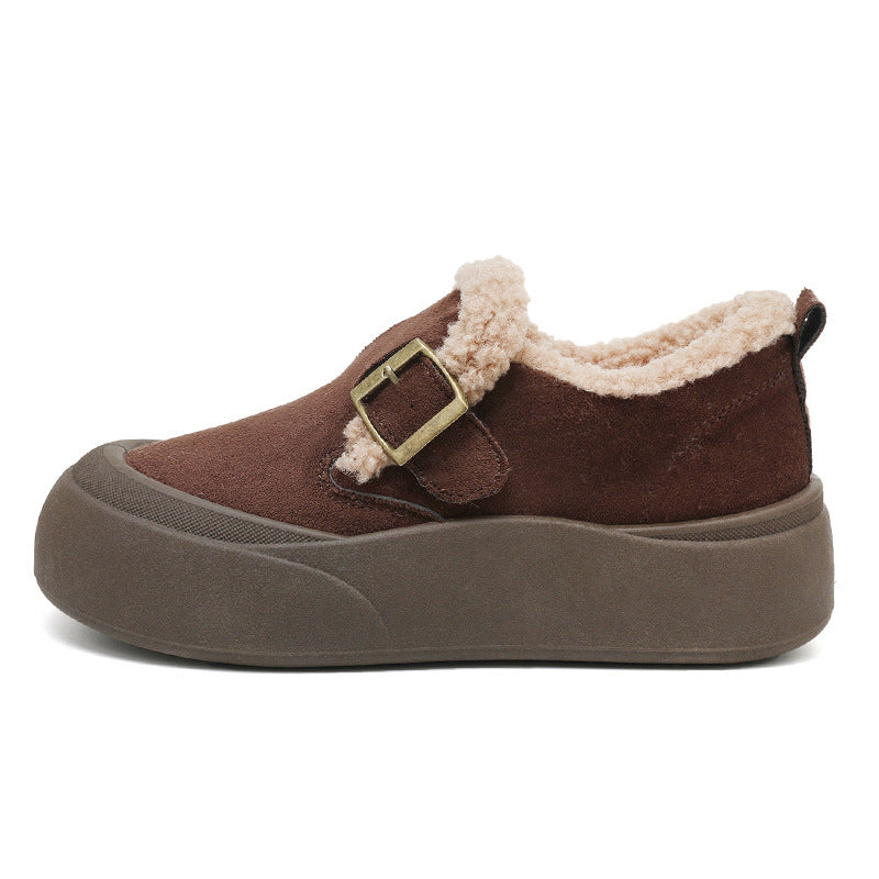 Damen bequemes Slipper mit wärmendem Innenfutter und modischem Schnallen-Design