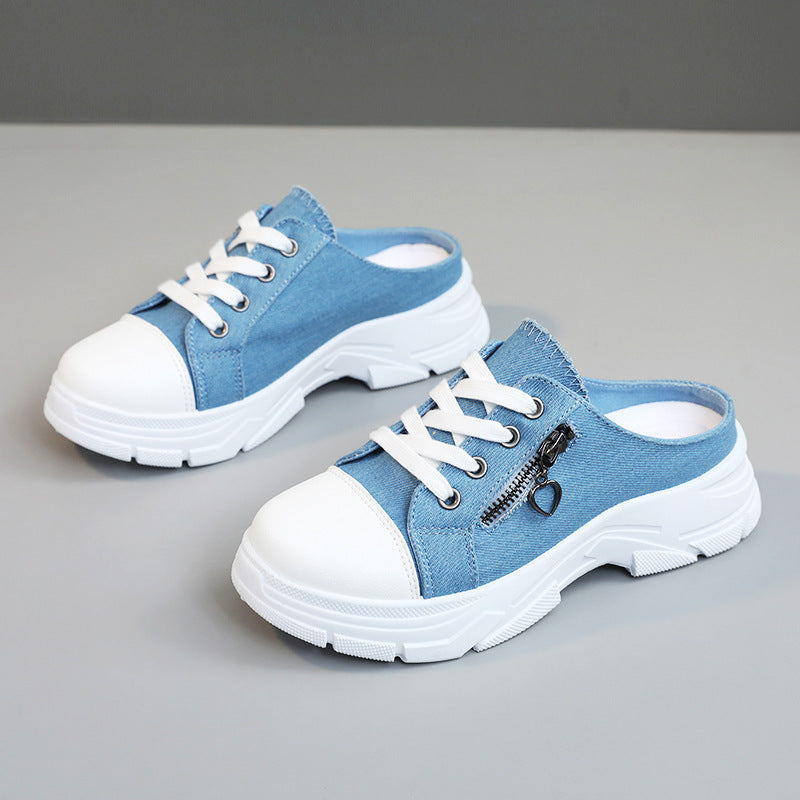 Damen Slip-On Sneakers mit modischem Reißverschluss und bequemem Fußbett