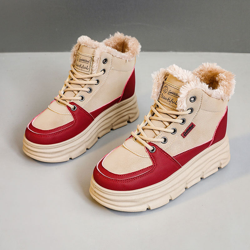 Damen Winter Sneaker mit flauschigem Innenfutter und modischer Plateau-Sohle