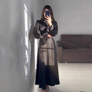 Damen Maxikleid mit weitem Ärmel und raffiniertem Schnitt