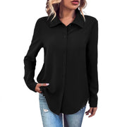 Damen elegante Bluse mit Spitze und Knopfleiste