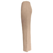 Damen weite Rippstrick-Hose mit hohem Bund und seitlichen Eingrifftaschen