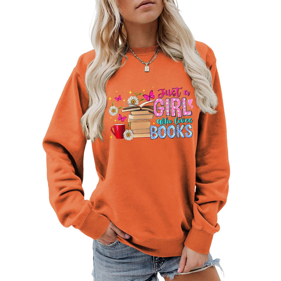 Damen Sweatshirt mit auffälligem Buchmotiv und lässiger Passform