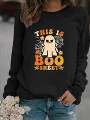 Damen Sweatshirt mit herbstlichem Geist-Print und lässigem Schnitt