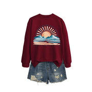 Damen Sweatshirt mit inspirierendem Sonnenaufgangsdesign und lässigem Schnitt