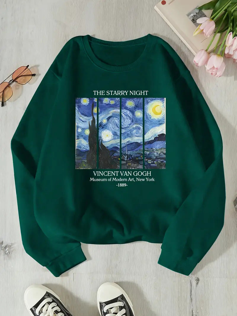 Damen Sweatshirt mit klassischem Van Gogh Kunstmotiv
