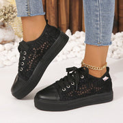 Damen Sneakers mit filigranem Spitzenmuster und rutschfester Sohle Heidi-Mode