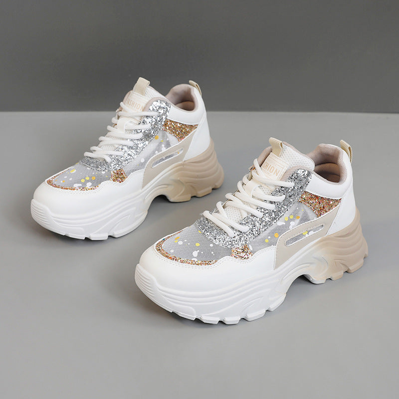 Damen Sportliche Sneakers mit schimmernden Akzenten und bequemer Dämpfung