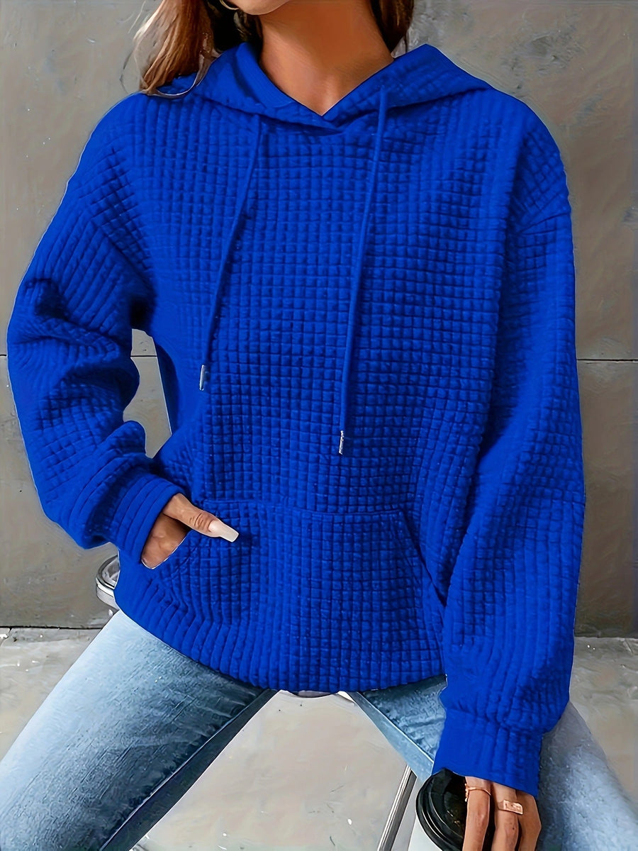 Damen Kapuzenpullover im strukturierten Waffelmuster mit seitlichen Eingrifftaschen