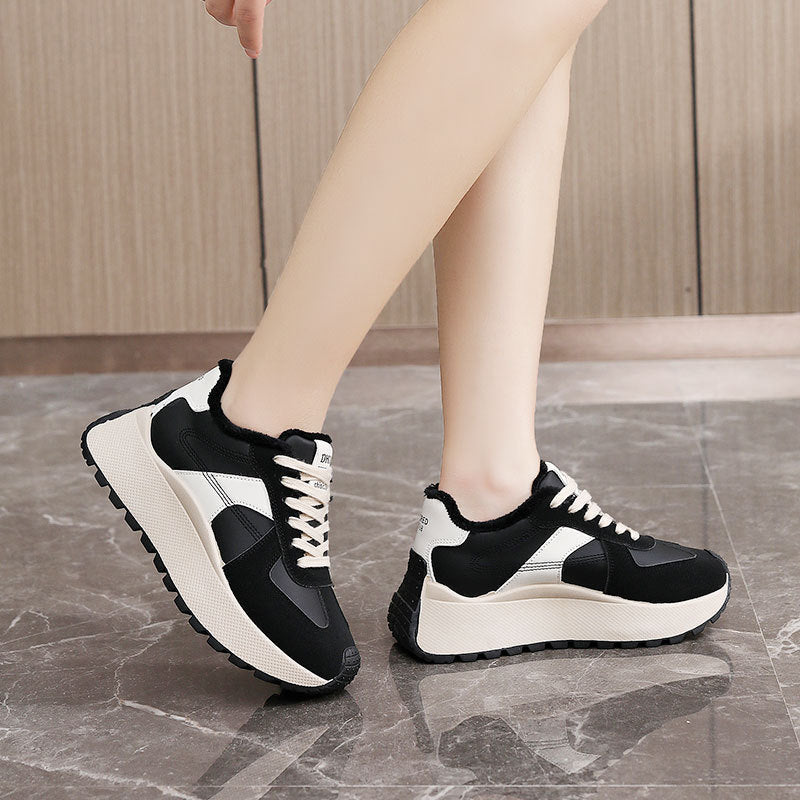 Damen Sportliche High-Top Sneakers mit warmem Fleece-Futter