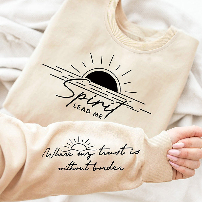 Damen Sweatshirt mit inspirierendem Druck und weich fließendem Stoff