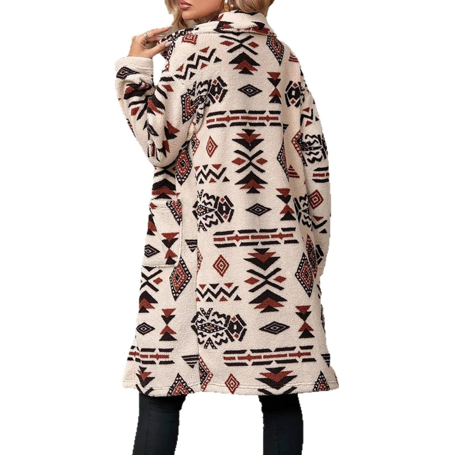 Damen Langarmlange Jacke mit geometrischem Muster