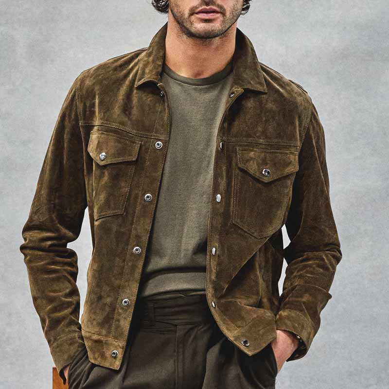 Herren Wildlederjacke mit praktischen Brusttaschen Aliams