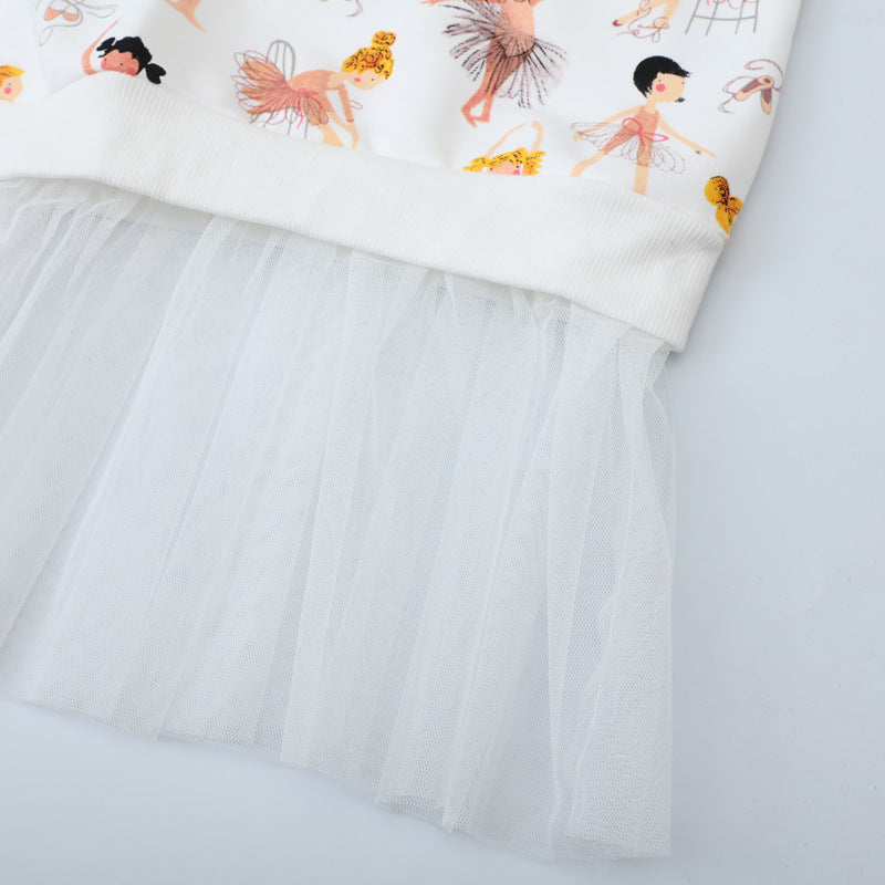 Mädchen Sweatshirt-Kleid mit verspieltem Ballettmotiv und Tüllrock Drune
