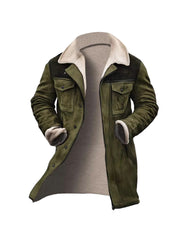 Herren stylische Lammfell-Bomberjacke mit warmem Teddyfell-Futter Aliams