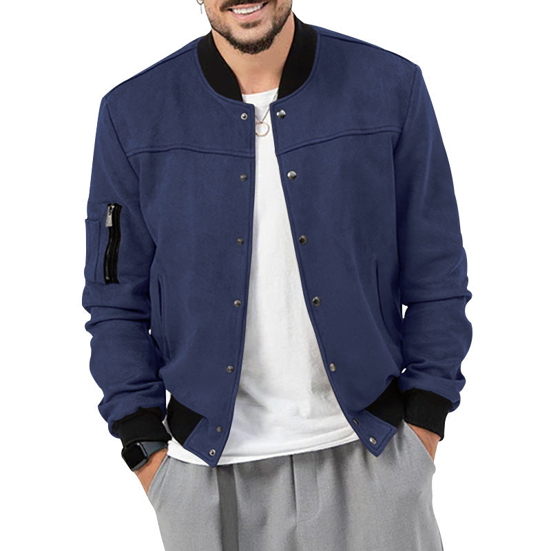 Herren stylische Wildlederjacke mit praktischen Reißverschlusstaschen Aliams