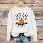 Damen Sweatshirt mit herbstlichem Kürbis-Motiv und lässigem Schnitt
