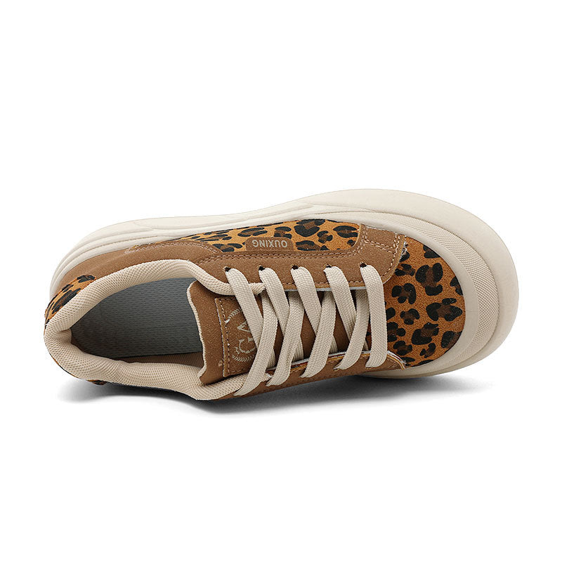 Damen Chunky Sneakers mit Leopardenmuster und bequemer Sohle