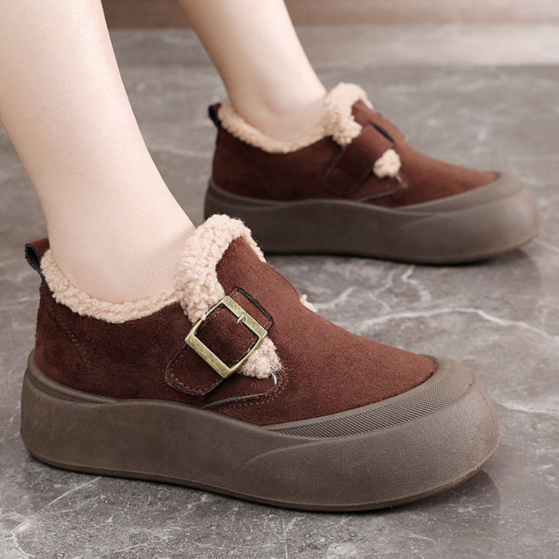 Damen bequemes Slipper mit wärmendem Innenfutter und modischem Schnallen-Design