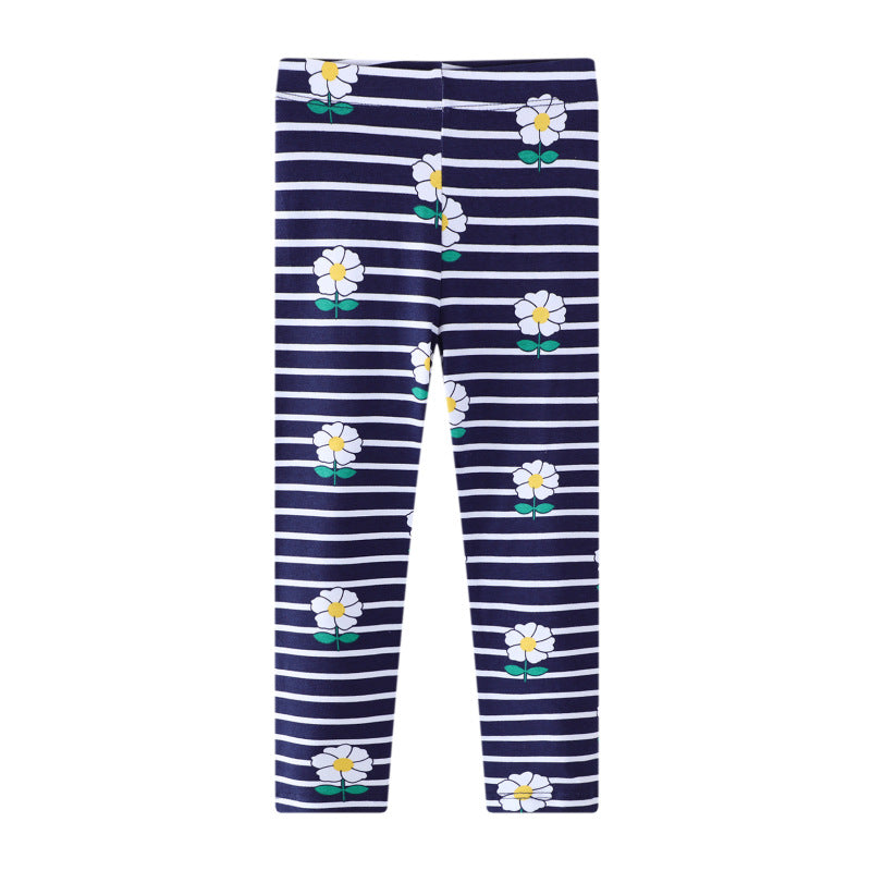 Mädchen Leggings mit floralem und gestreiftem Design Drune