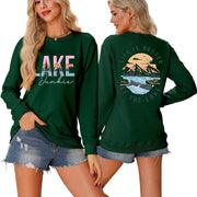 Damen Langarmshirt mit kreativem Lake-Motiv und lässiger Passform