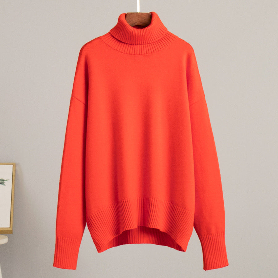 Emma | Damen Lässiger Warmer Strickpullover mit geripptem Saum