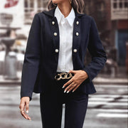 Damen elegante Bikerjacke mit Knöpfen und taillierter Silhouette