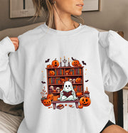 Damen Sweatshirt mit herbstlichem Gruselmotiv und lässigen Puffärmeln