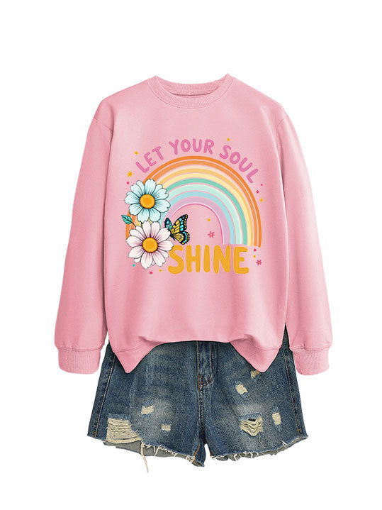 Damen Sweatshirt mit buntem Farbverlauf und floralem Grafikdesign