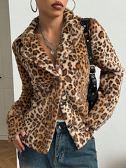 Damen elegante Leopardenmuster Blazerjacke