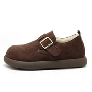Damen Bequeme Slipper mit schnallenverzierung und weichem Fleece-Innenfutter