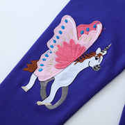 Mädchen Leggings mit zauberhaften Einhorn- und Schmetterlingsapplikationen Drune