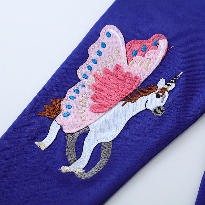 Mädchen Leggings mit zauberhaften Einhorn- und Schmetterlingsapplikationen Drune