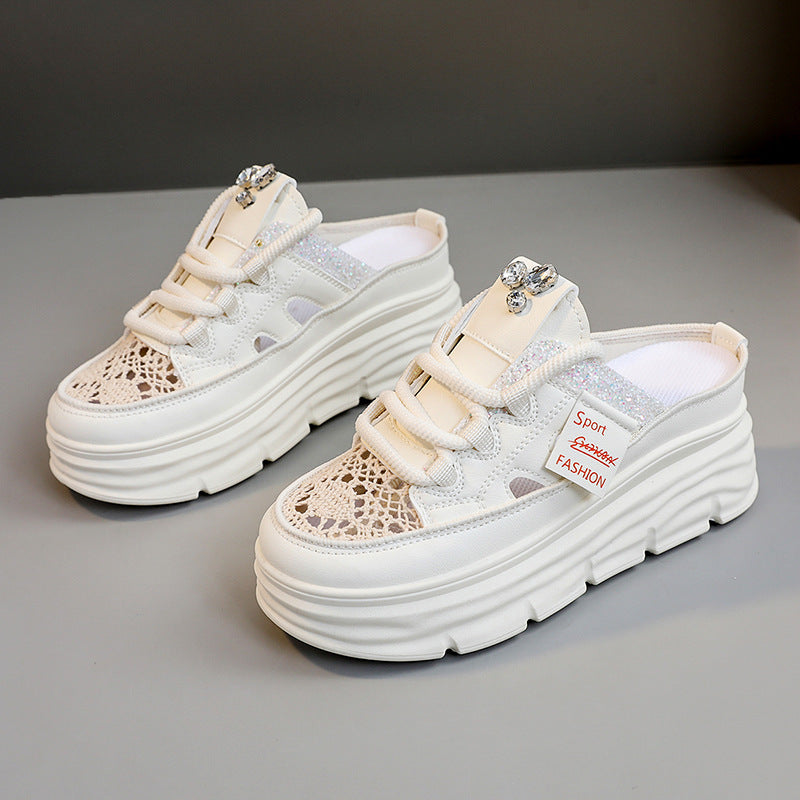 Damen Plateauschlüpfschuhe mit modischem Glitzer-Design