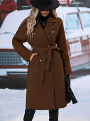 Damen eleganter Oversized-Mantel mit doppelter Knopfleiste und schickem Gürtel