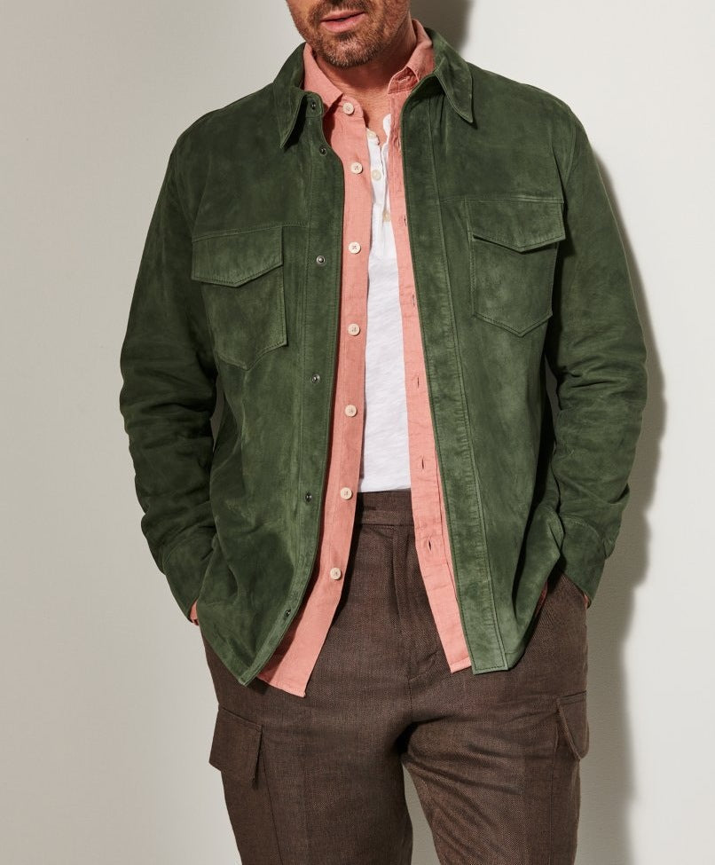 Herren Wildlederjacke mit stilvollen Pattentaschen Aliams