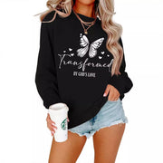 Damen Sweatshirt mit künstlerischem Schmetterlingsmotiv und inspirierendem Schriftzug