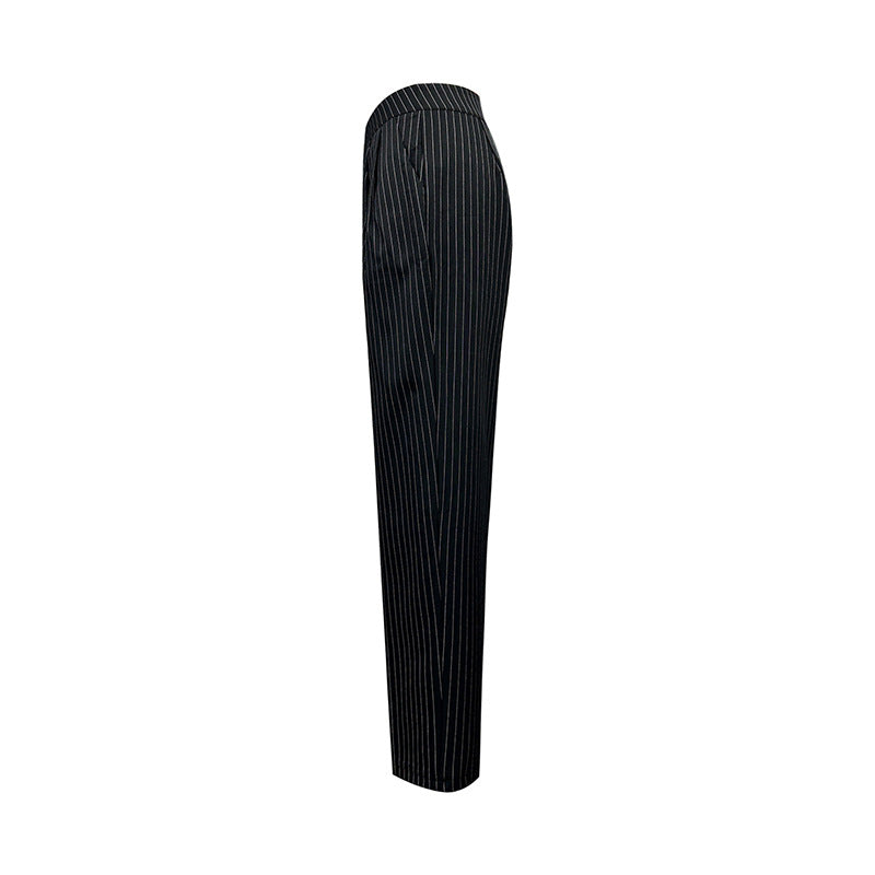 Damen elegante gestreifte Hochbundhose