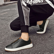 Echtes Leder Herren Low Top Turnschuhe ohne Schnürsenkel lässigen Stil - Renato