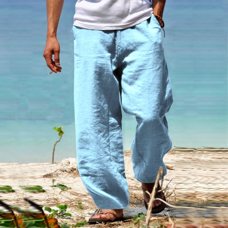 Herren Luftige Leinenhose mit elastischem Bund und praktischen Seitentaschen Heidi-Mode